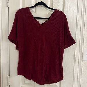 Burgundy Short-Sleeved Sweater